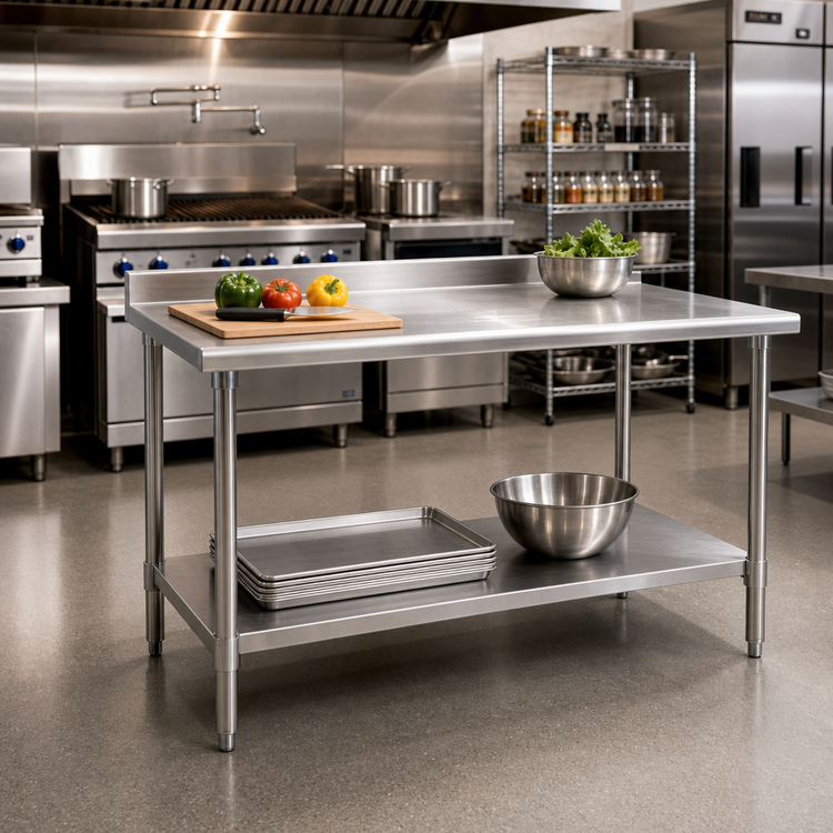 Product image #2 for Eagle Deluxe Series Stainless Steel Work Table with Rear Upturn and Adjustable Undershelf, 30 x 24 Inches