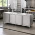 Thumbnail image #2 for John Boos Enclosed Cabinet Base Work Table with Hinged Doors, 96 Inch W x 24 Inch D, Stainless Steel Flat Top