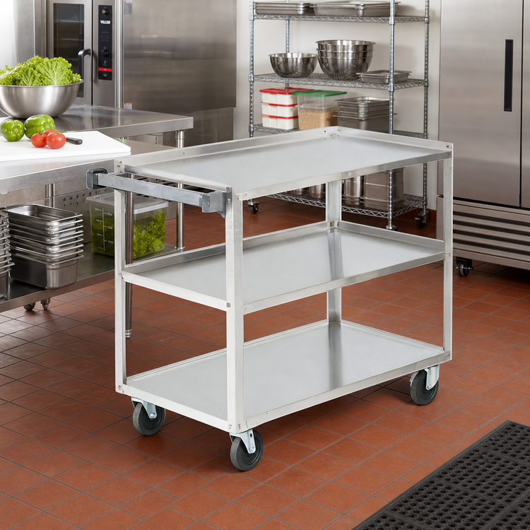 Product image #2 for Vollrath Stainless Steel 3-Shelf Extra Heavy Duty Utility Bus Cart, 500 lb. Capacity