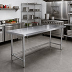 Thumbnail image #2 for Klinger's Trading NSG2484 84-Inch x 24-Inch 18/430 Stainless Steel Work Table, Galvanized Open Base