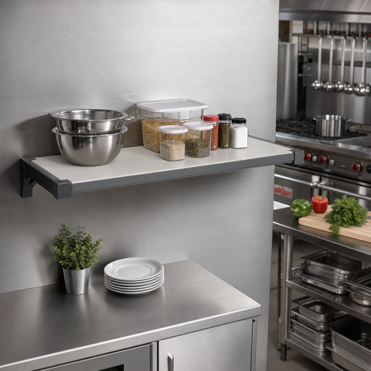 Product image #2 for Cambro Camshelving Elevation Series Wall-Mounted Solid Shelf Kit, 21 x 36 Inches, Brushed Graphite