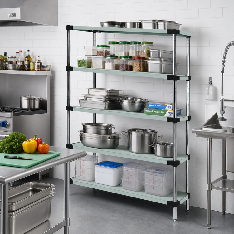 Product image #2 for Quantum 72-Inch W x 21-Inch D x 74-Inch H Solid Stainless Steel Shelving Starter Kit with 5 Shelves
