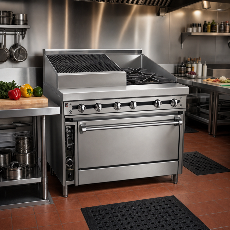 Product image #2 for Titan JTRH-18B-2-36C 36 Inch Heavy Duty Gas Range with 2 Open Burners, 18 Inch Charbroiler, and Convection Oven