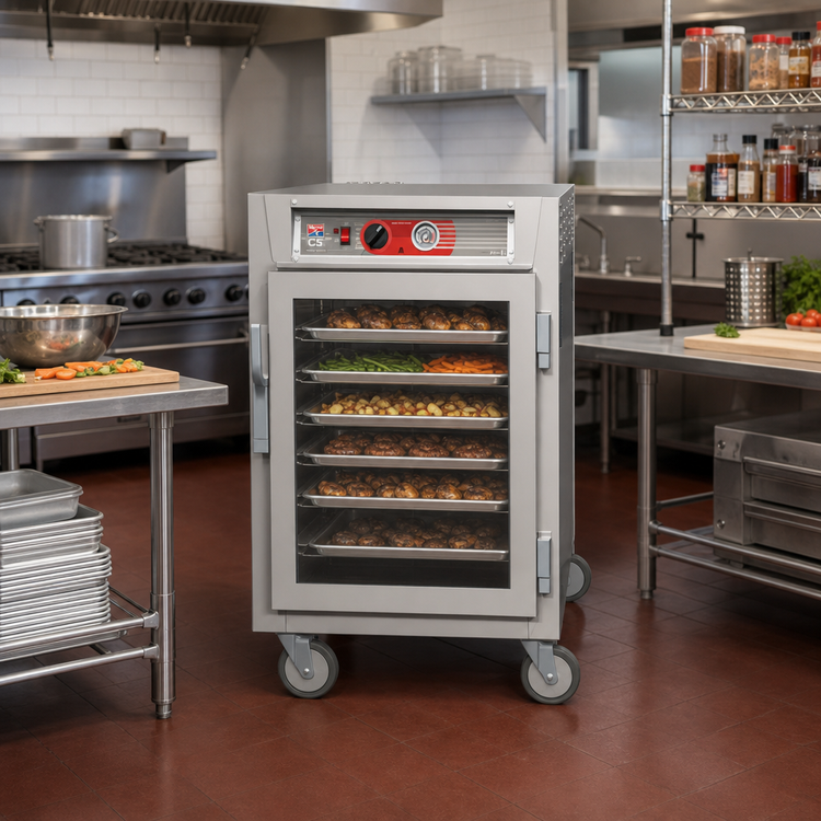 Product image #2 for Metro C5 6 Series Mobile Half-Height Pass-Thru Heated Holding Cabinet with Tempered Glass Doors, 120V