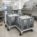 Thumbnail image #3 for Channel Manufacturing GRD2 Double-Wide Aluminum Glass Rack / Milk Crate Dolly, Holds (2) 20 x 40-Inch Racks, 5-Inch Swivel Casters