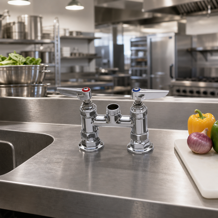 Product image #2 for Deck-Mount Swivel Base Faucet with 6-Inch Centers, Less Nozzle, and 1/2-Inch NPT Inlets