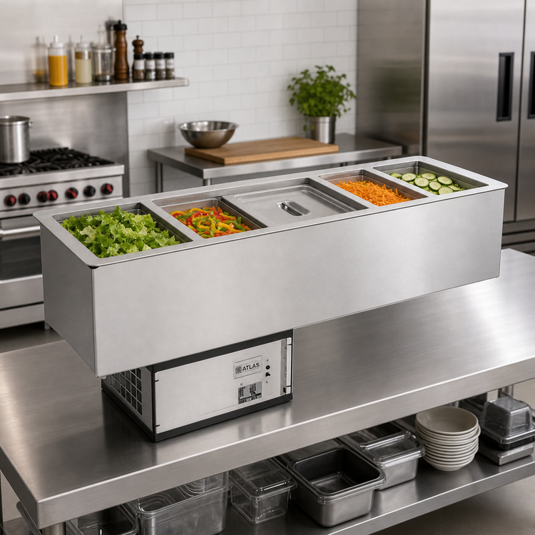 Product image #2 for Atlas Metal WCM-BT-5 5-Pan Self-Contained Refrigerated Cold Food Drop-In Unit