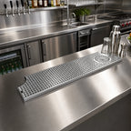 Thumbnail image #2 for Micro Matic USA DP-MET-H-46GR-Z 46-Inch Surface-Mount Stainless Steel Drip Tray Trough with Integral Glass Rinser