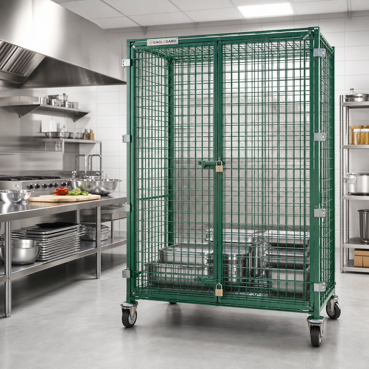 Product image #2 for EagleGard Mobile Wire Security Cage with Dual Padlock Doors and Casters