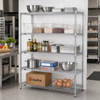 Thumbnail image #2 for Redipak 5-Tier Commercial Wire Shelving Unit, 60"W x 18"D x 63"H, Stationary, Zinc Finish