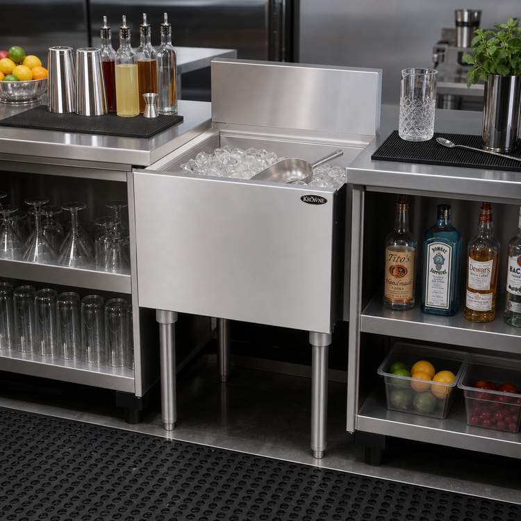 Product image #2 for Krowne Royal Series Built-In Underbar Ice Bin/Cocktail Unit with 7-Circuit Cold Plate, 55-Lb Ice Capacity