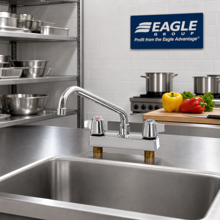 Product image #2 for Eagle Group Deck Mount Manual Faucet with 8-Inch Swing Spout, 4-Inch Centers, Low-Lead