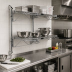 Thumbnail image #2 for Quantum WC34-CB2472C Wall-Mounted Cantilever Double-Shelf Shelving Unit, 72 x 24 Inches, Chrome-Plated