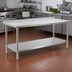 Thumbnail image #2 for Eagle Group Budget Series 60 Inch x 24 Inch 430 Stainless Steel Work Table with Rear Upturn and Adjustable Undershelf
