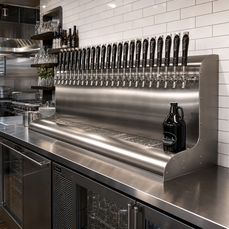Product image #2 for Perlick 4076BK25 Modular Wall Mount Glycol-Cooled Draft Beer Dispensing Tower with 25 Faucets and 1/4" Beer Line Fittings