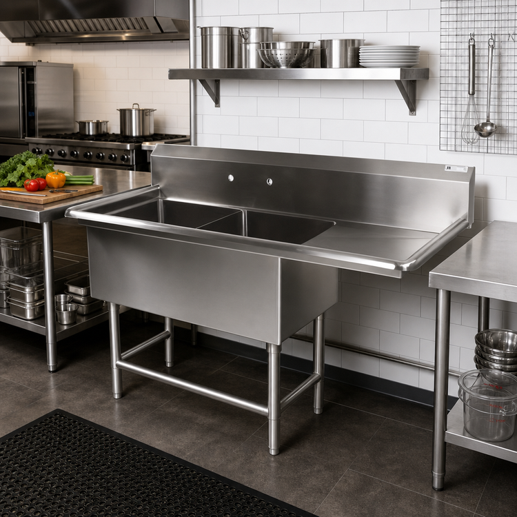 Product image #2 for John Boos Pro-Bowl 2-Compartment Stainless Steel Sink with 36 in. Right Drainboard, 30 in. x 24 in. x 12 in. Bowls