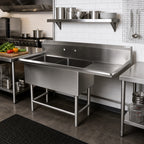 Thumbnail image #2 for John Boos Pro-Bowl 2PB3024-1D36R 2-Compartment Stainless Steel Sink, 36 in. Right Drainboard, 30 x 24 x 12 in. Bowls, 16 Gauge