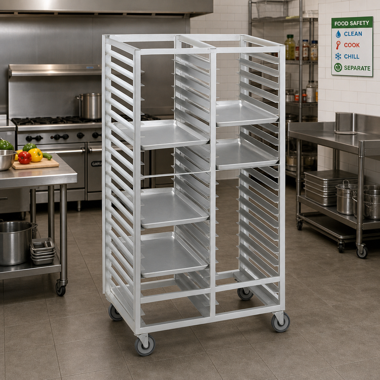 Product image #2 for Channel Manufacturing Standard Series Double Section Aluminum Cafeteria Tray Rack, 70-Inch High, 48 Tray Capacity