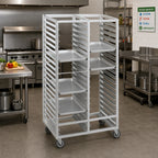 Thumbnail image #2 for Channel Manufacturing 459A Double-Section Aluminum Cafeteria Tray Rack, 48-Tray Capacity, for 14 x 18 Inch Trays