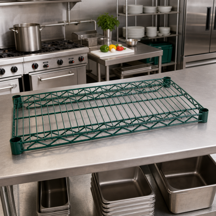 Product image #3 for Advance Tabco Special Value Heavy Duty Wire Shelf, 54 Inch x 18 Inch, Green Epoxy Coated