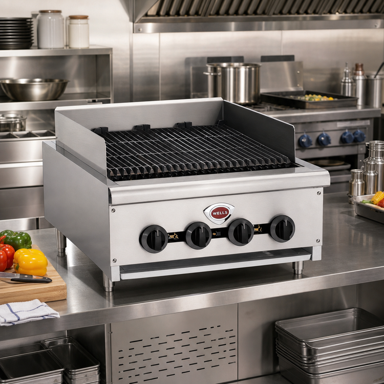 Product image #2 for Wells HDCB-4830G 48-Inch Natural Gas Countertop Charbroiler with 8 Radiant Burners