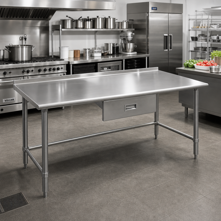 Product image #2 for Eagle Group Budget Series 72-Inch x 36-Inch Stainless Steel Work Table with 1-1/2-Inch Rear Up-Turn