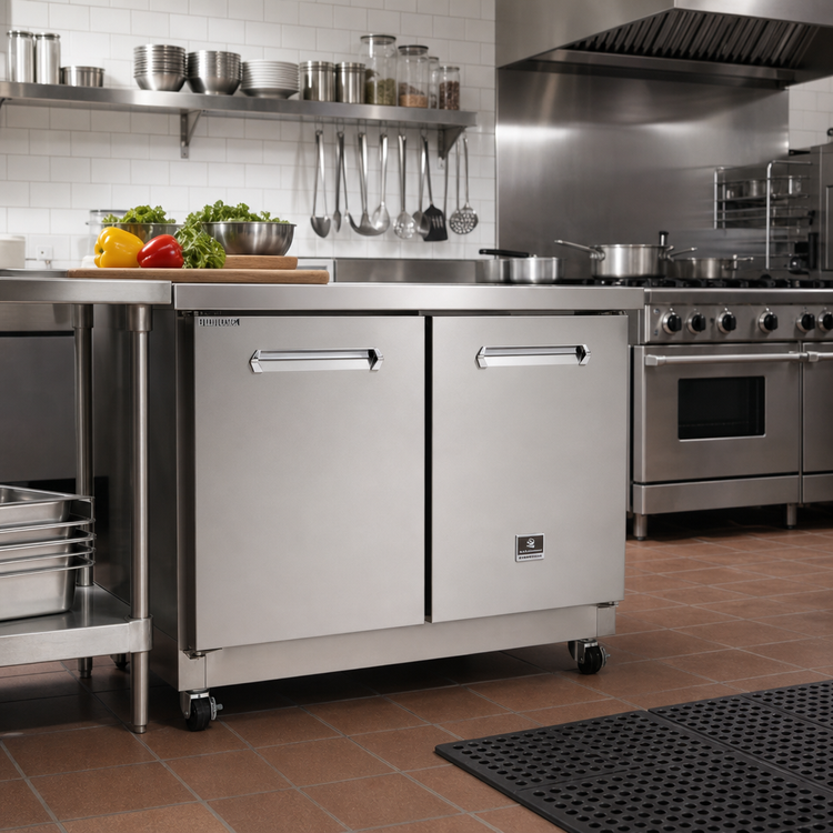 Product image #2 for Kelvinator Commercial Two-Section ADA Height Undercounter Freezer, 48-Inch Wide, 12 Cu. Ft., Rear-Mounted Self-Contained Refrigeration