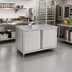 Thumbnail image #2 for John Boos Cabinet Base Enclosed Work Table with Hinged Doors, 36 x 30 Inches, Stainless Steel Flat Top