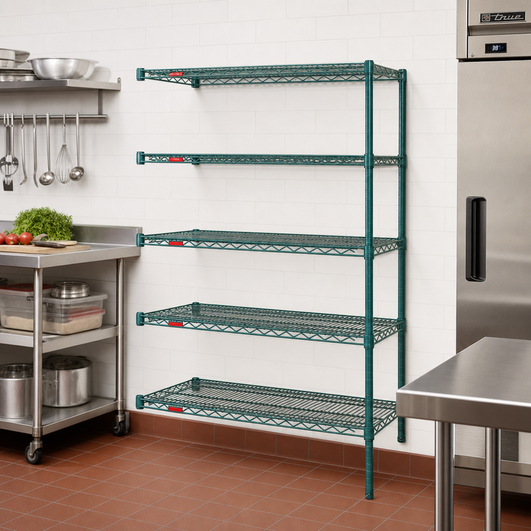 Product image #2 for Eagle Group Valu-Gard 5-Tier Add-On Wire Shelving Unit with QuadTruss Shelves, 36 x 18 x 74 Inches, Green Epoxy