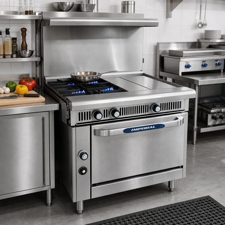 Product image #2 for Imperial Spec Series Heavy Duty 36-Inch Modular Gas Range with 2 Open Burners and 2 Hot Tops