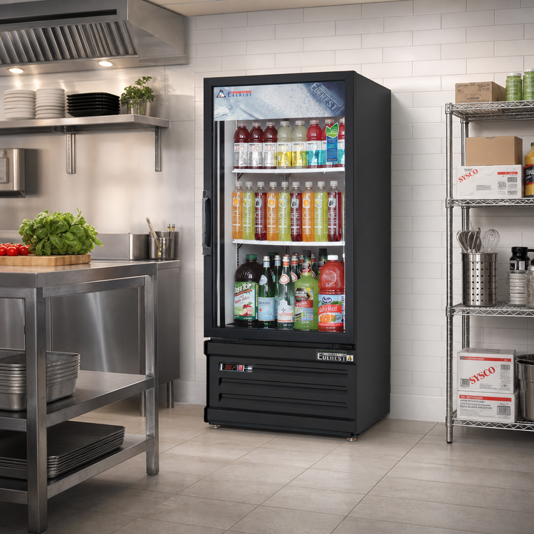 Product image #2 for Everest EMGR8B 1-Section Reach-In Glass Door Merchandiser Refrigerator, 8 Cu. Ft., Black