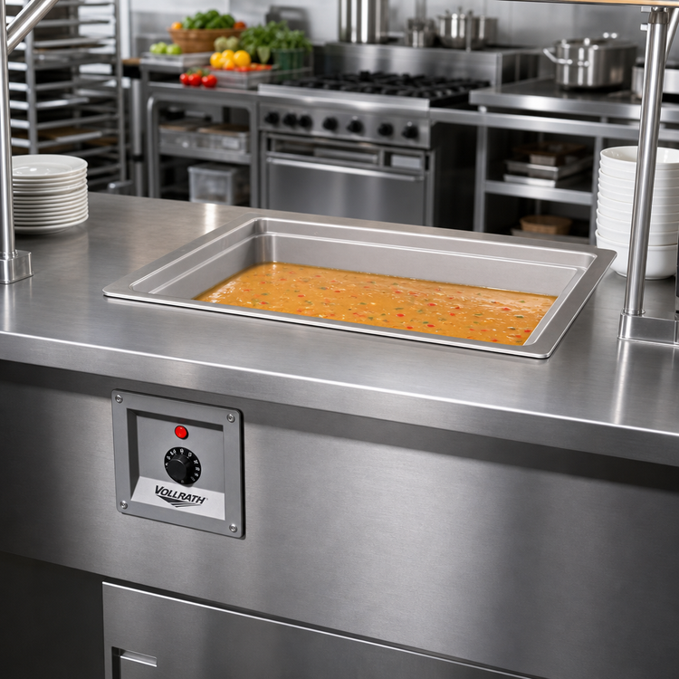 Product image #2 for Vollrath Bottom-Mount Wet Operation Single-Well Drop-In Hot Food Well with 72-Inch Remote Thermostatic Control, 208-240V