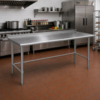 Thumbnail image #2 for Eagle Group Budget Series UT24108GTB 108-Inch x 24-Inch 430 Stainless Steel Work Table, Open Galvanized Base, Rear Up-Turn