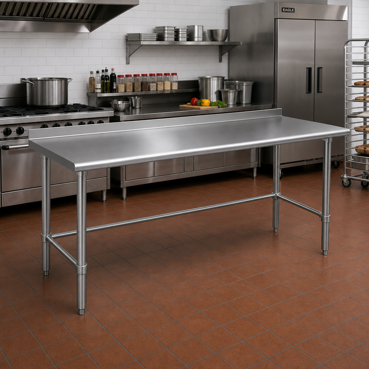 Product image #2 for Eagle Budget Series 108-Inch x 24-Inch 430 Stainless Steel Work Table with Rear Up-Turn