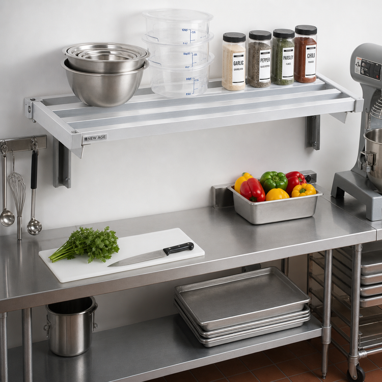 Product image #3 for New Age 48" x 18" Heavy-Duty Adjustable Wall-Mounted Aluminum Shelf
