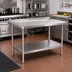 Thumbnail image #2 for 48 x 24 Inch 16-Gauge 430 Stainless Steel Work Table with 2-Inch Rear Up-Turn and Undershelf
