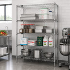 Thumbnail image #2 for Quantum WR86-1872S 72-Inch W x 18-Inch D x 86-Inch H 304 Stainless Steel Stationary Wire Shelving Starter Kit