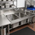 Thumbnail image #2 for BK Resources 36-Inch 3-Compartment Drop-In Sink, 18-Gauge 304 Stainless Steel, 5-Inch Riser