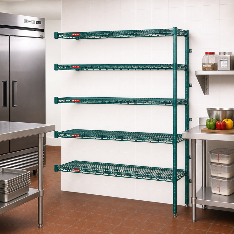 Product image #2 for Eagle Group Valu-Gard 5-Tier Add-On Wire Shelving Unit, 72W x 18D x 86H, Green Epoxy Finish