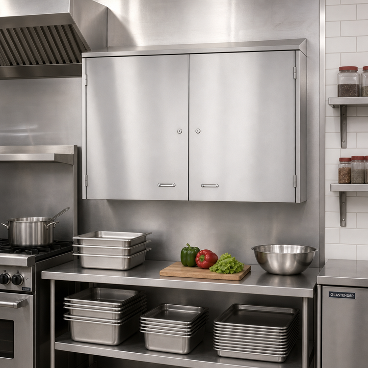 Product image #2 for Glastender WCH48 48-Inch Wall-Mounted Stainless Steel Enclosed Cabinet with Hinged Doors
