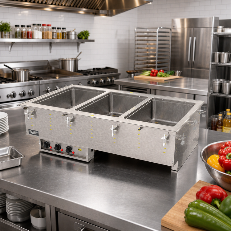 Product image #2 for Vollrath Three-Well Modular Hot Drop-In Food Well with Marine-Grade 316 Stainless Steel Wells, Auto-Fill and Thermostatic Controls