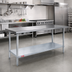 Thumbnail image #2 for Duke Stainless Steel Work Table with Galvanized Undershelf and Posts, 84-Inch Long, 36-Inch High
