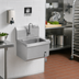 Thumbnail image #2 for John Boos Pro-Bowl Wall-Mounted Stainless Steel Hand Sink with Apron, 14 x 10 x 5-Inch Bowl, Knee Valve Faucet and Gooseneck Spout