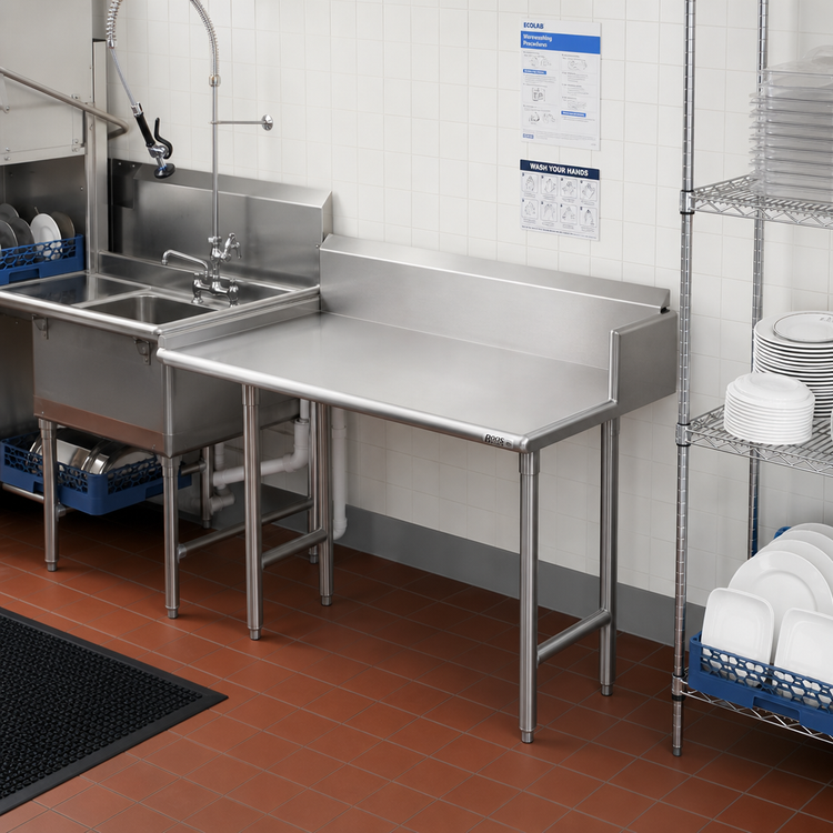 Product image #2 for John Boos Pro-Bowl 60-Inch Straight Clean Dish Table, Right-to-Left, 16-Gauge Stainless Steel