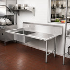 Thumbnail image #2 for John Boos Pro-Bowl SDT6-S60SBK-R 60-Inch Straight Soiled Dish Table with 20 x 20 x 8-Inch Pre-Rinse Bowl, Right-to-Left