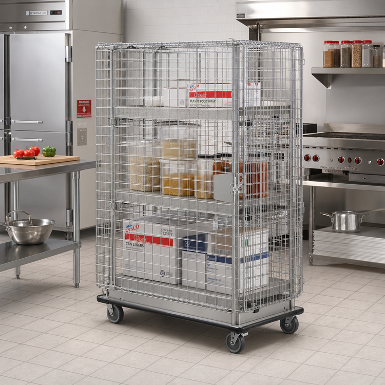 Product image #2 for Metro Super Erecta Mobile Wire Security Cage Dolly Truck, Chrome Plated, 50-1/2W x 28-1/16D x 68-1/2H