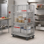 Thumbnail image #2 for Metro Super Erecta SEC55LC Mobile Wire Security Cage Dolly Truck, Chrome Plated, 50-1/2W x 28-1/16D x 68-1/2H