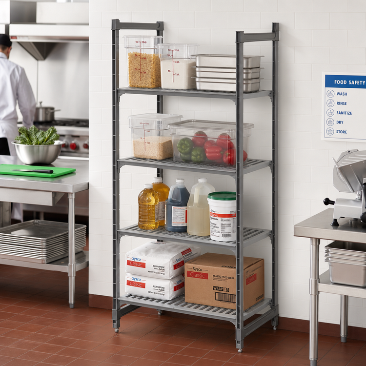 Product image #2 for Cambro Camshelving Basics Plus 4-Tier Vented Stationary Starter Unit, 18 x 30 x 64 Inches