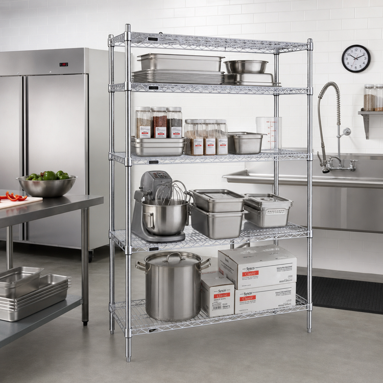 Product image #2 for Eagle Redi-Pak 4-Tier Wire Shelving Unit, 48W x 24D x 63H, Stationary, Hybrid Epoxy Finish