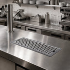 Thumbnail image #2 for Micro Matic USA DP-220D-P Drop-In Stainless Steel Drip Tray Trough with Louvered Screen and 1/2-Inch NPT Drain